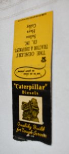 Caterpillar Diesels Advertising Bobtail 20 Strike Matchbook Cover
