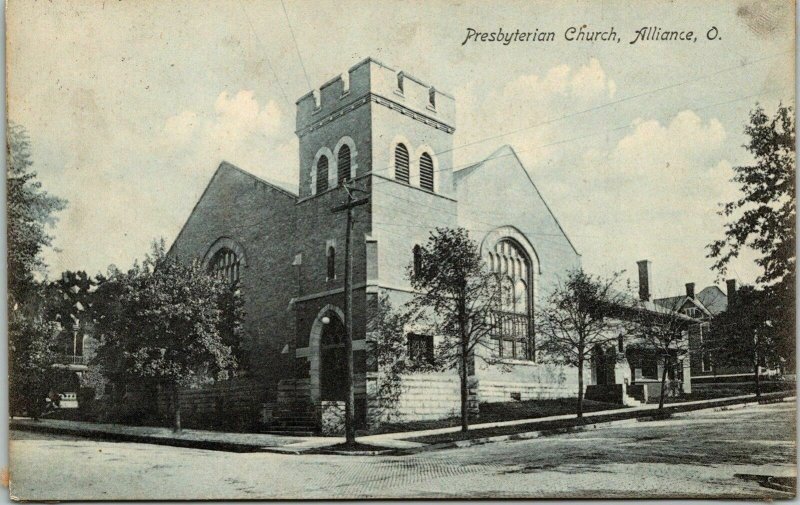 Presbyterian Church Alliance Ohio OH UDB Antique Postcard PM Allegheny Clean WOB 