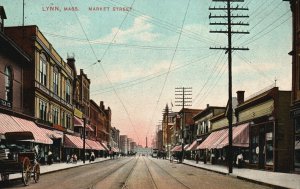 Vintage Postcard 1910's View of Market Street Lynn Massachusetts MA