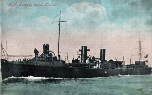 British Royal Navy HMS Torpedo Boat Destroyer #110  c.1910 Vintage  Postcard