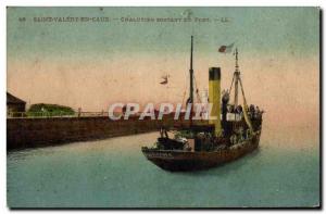 Old Fishing Boat Postcard Saint Valery en Caux leaving the harbor Trawlers