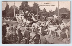 PASADENA, CA California Horse-drawn STAGECOACH in ROSE PARADE 1910 Postcard