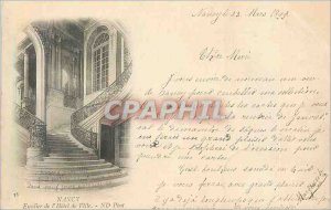 Old Postcard Nancy stairs of City Hall (map 1899)