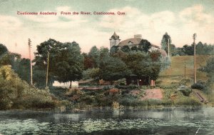Vintage Postcard 1910's Coaticook Academy From The River Quebec Canada