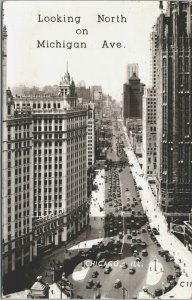 USA Looking North on Michigan Avenue Chicago Illinois Vintage RPPC 03.57