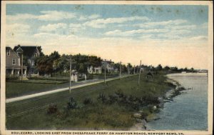 Newport News Virginia VA Boulevard Looking East Vintage Postcard