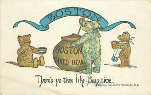 Bean Town Teddy Bears Comic Boston Massachusetts 1907 Postcard 2582