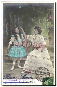 Postcard Old Woman Kids Diabolo