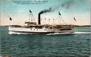 Steamer Old Colony, Boston & Nantasket Steamboat Co Vintage Postcard Q79