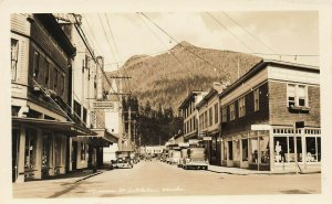 Ketchikan AK Colosseum Storefronts Old Cars Street View Real Photo Postcard