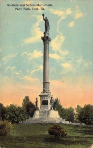Civil War, c.'07, Soldiers-Sailors Monument,Penn Park, York PA, Old Postcard