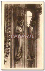 Old Postcard Cathedral Of Reims North Transept Eve And The Snake