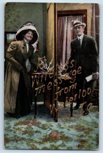 Waterloo Iowa IA Postcard A Wireless Message Couple House Scene 1911 Antique