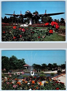 2 Postcards WINDSOR, Ontario Canada ~ MEMORIAL BOMBER Jackson Park Gardens 1960s