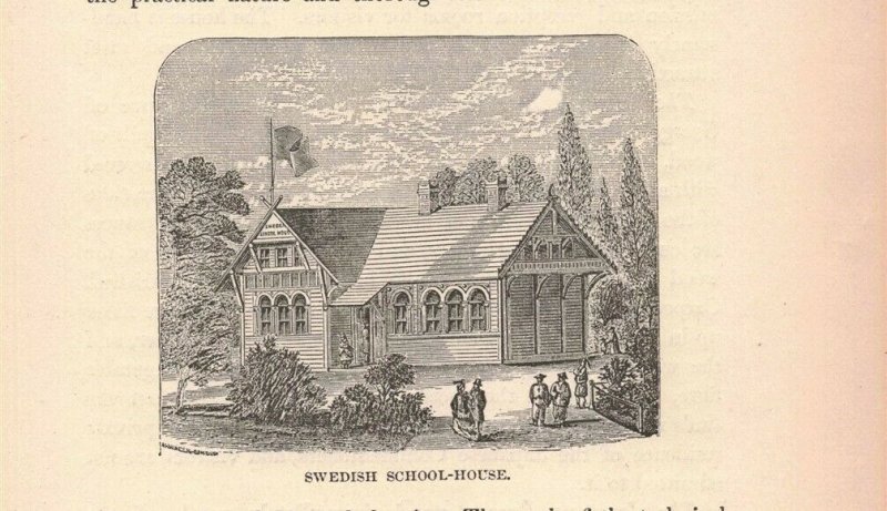 1876 Victorian Swedish School-House Engraving 2T1-57