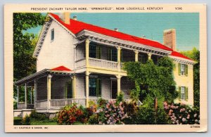 Louisville Kentucky~President Zachary Taylor Home From Garden~Vtg Linen Postcard