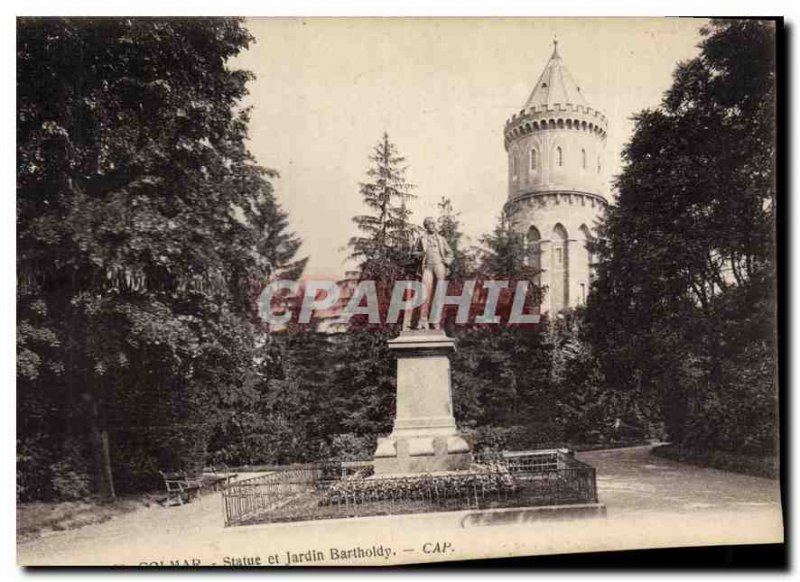 Old Postcard Colmar Statue and Garden Bartholdy