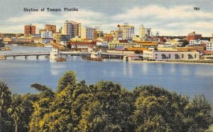 3~Postcards TAMPA Florida FL ~SKYLINE & YACHT CLUB & MUNICIPAL HOSPITAL ca1940's 