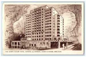 c1940 Town House Hotel Under Schimmel Direction Kansas City Kansas KS Postcard