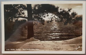 Vintage Postcard 1930's Winter Sunset - Pend Oreille Lake, Idaho (RPPC) (ID)