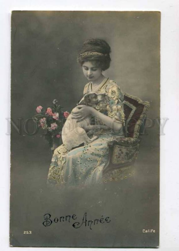 299376 FASHION fashionable girl JACK RUSSELL TERRIER Vintage