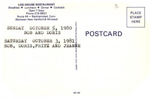 Connecticut Barkhamsted ,  Log House Restaurant