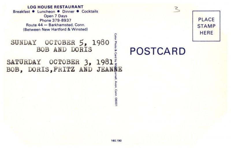 Connecticut Barkhamsted ,  Log House Restaurant