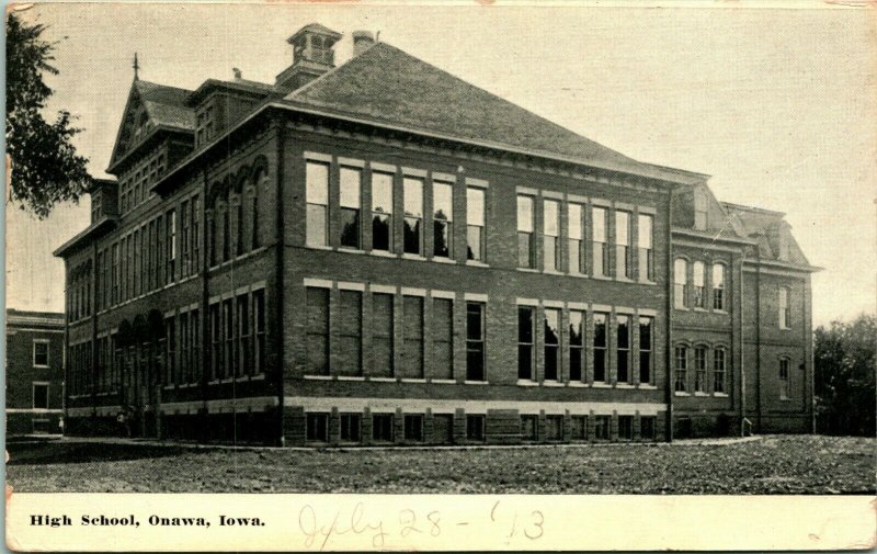 Onawa IA Iowa City High School Building 1913 Vintage Postcard 