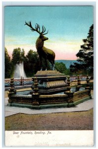 1910 View Of Deer Water Fountain Monument Park  Reading Pennsylvania PA Postcard 