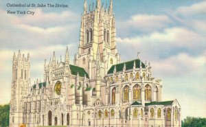 USA Cathedral of St. John The Divine New York City Linen Postcard 03.53