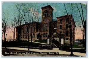 1913 New High School and Wolf Memorial Gateway Easton Pennsylvania PA Postcard