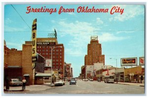 1954 Greetings From Oklahoma City Oklahoma OK Shops & Coca-Cola Signage Postcard