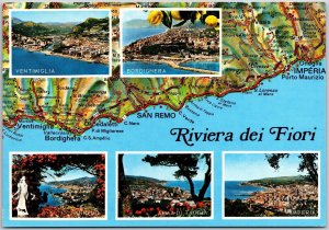 Riviera Dei Fiori Ventimiglia Bordighera San Remo Arma Di Taggia Italy Postcard