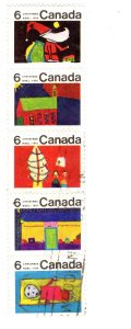 Scott #524-28,  Stamps 6c Christmas Strip of 5, 1970