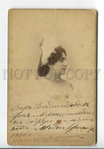 434308 AUTOGRAPH Medea FIGNER Russian Italian OPERA Singer CABINET 1900 year