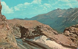 Postcard Majestic Long's Peak From Rock Cut Showing Forest Canyon Trail Ridge CO