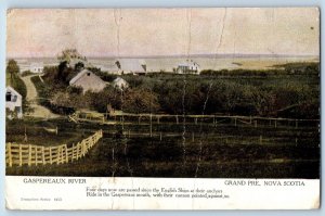 1910 Grande Pre Nova Scotia Canada Postcard Gaspereaux River Exterior View Field