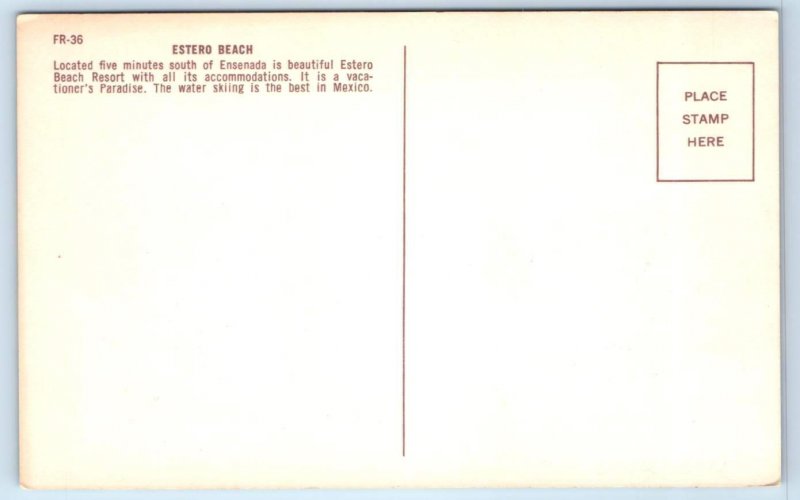 ENSENADA, MEXICO ~ Roadside ESTERO BEACH RESORT c1950s Cool Border Postcard