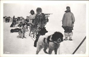 Dogsled Dog Sled Team Husky Alaska Real Photo Postcard c1940