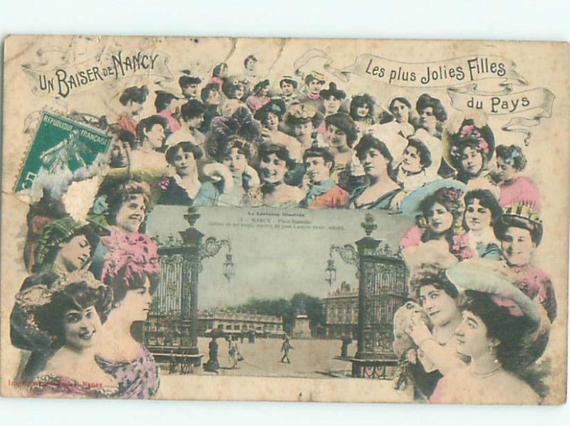 1910 Filles & Town Scene NANCY - GRAND EST FRANCE AC2270