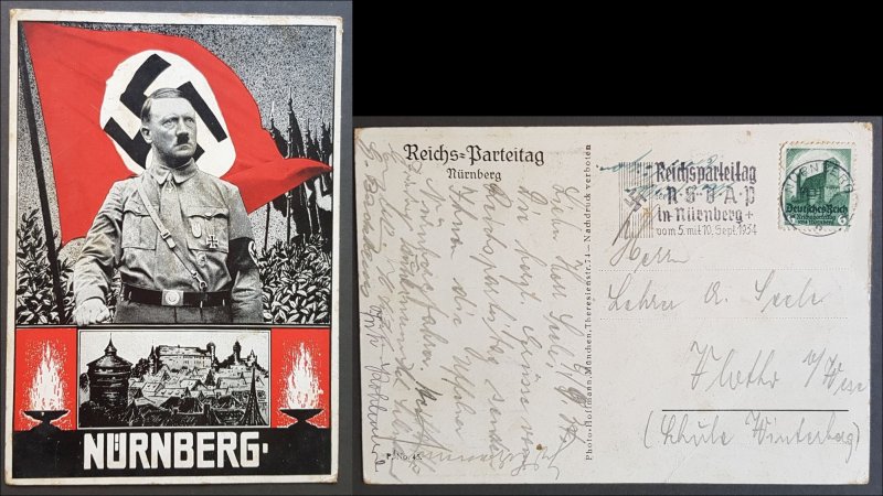 THIRD REICH ORIGINAL POSTCARD FÜHRER  ADOLF HITLER NSDAP NURNBERG RALLY 1934