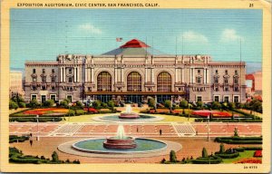 Vtg 1940 Exposition Auditorium Civic Center San Francisco California CA Postcard