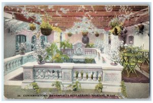 c1910's Conservatory Davenport's Restaurant Spokane Washington WA Postcard