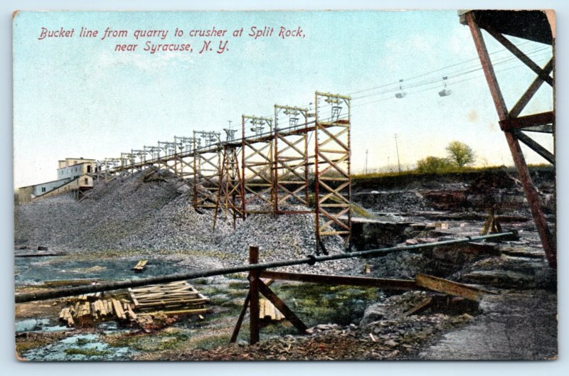 NY Postcard Syracuse Split Rock Bucket Line New York