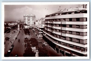 Casablanca Morocco Postcard Aerial View Place De France c1940's RPPC Photo