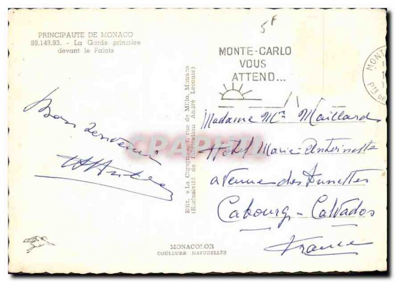 Modern Postcard Principality of Monaco the princely guard outside the Palace