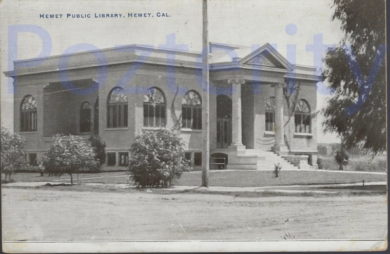 HEMET PUBLIC LIBRARY 1916 HEMET CALIFORNIA