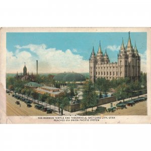 c.1920's Union Pacific System Mormon Temple Salt Lake City Postcard / 2R3-677