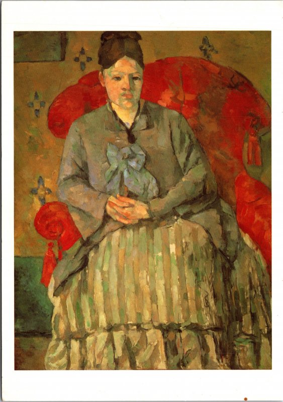 Madame Cezanne in a Red Armchair Painting Postcard unused 1996