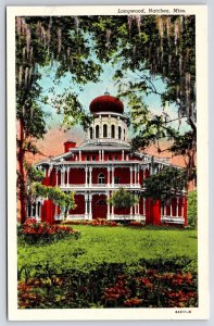 Longwood Natchez Mississippi MS Flower Garden Grounds Octagon Building Postcard